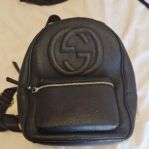 Small Black Faux Leather Backpack